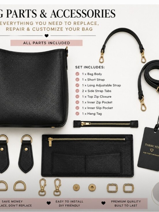 Coach Accessories - Coach Replacement Blck Patent Leather Strap wSilver Dog Leash & Center Extndr